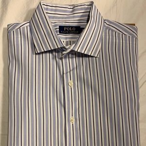 Ralph Lauren Mens Dress Shirt 16.5 White/Navy